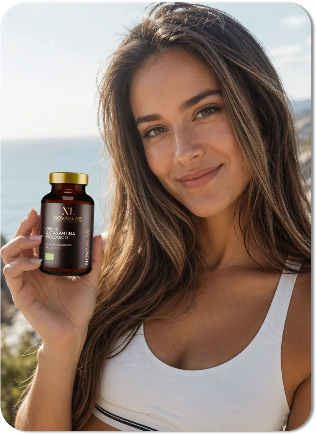 Persona con Olio di Astaxantina Biologico Novahlab