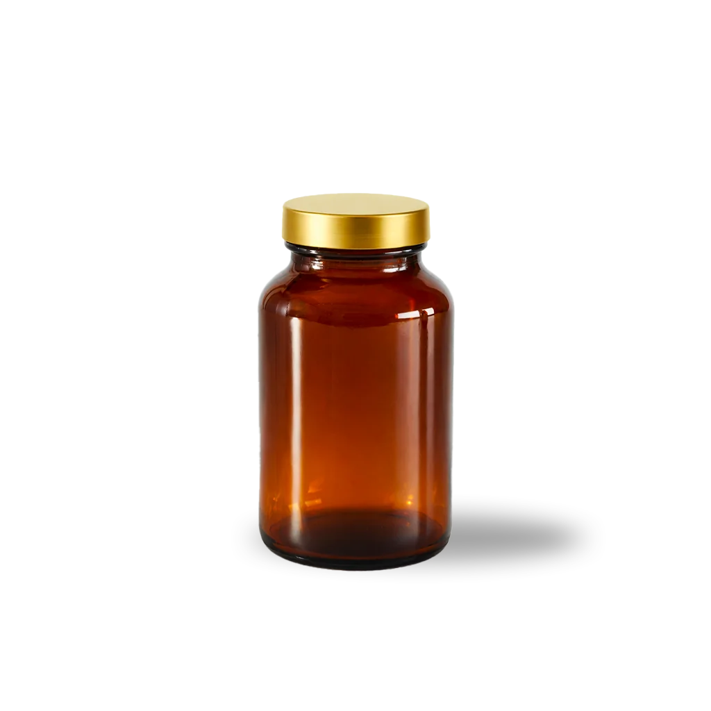 Amber glass bottle without label
